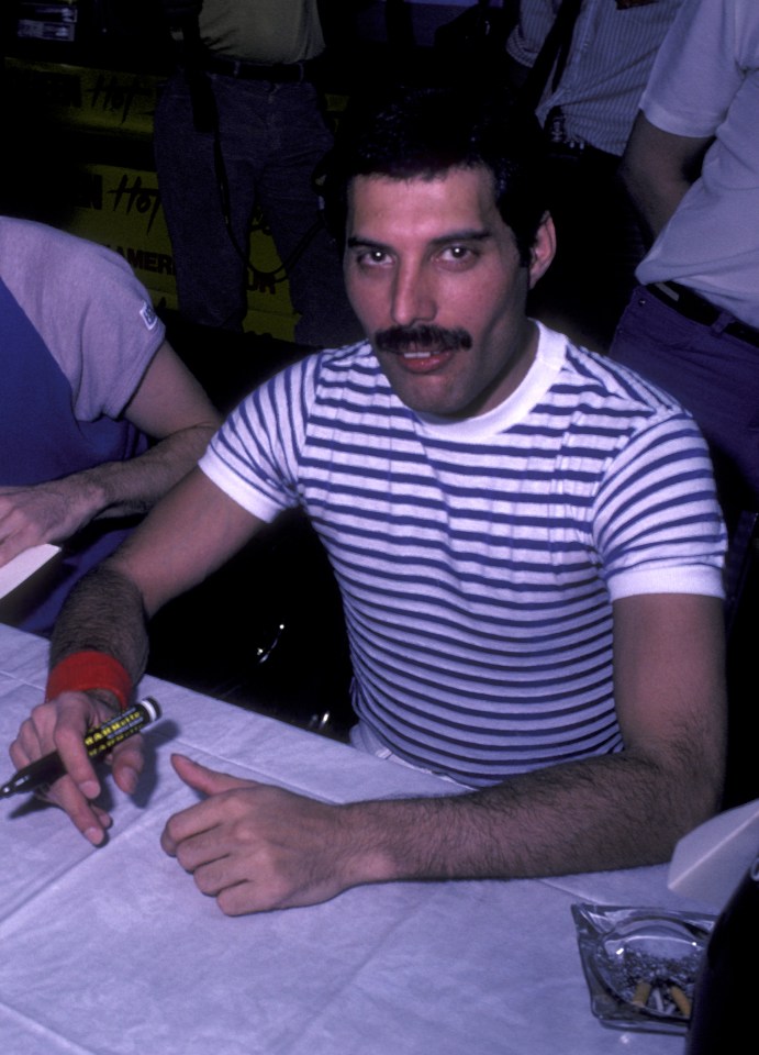 Freddie Mercury of Queen at a press conference.