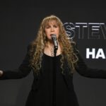 Stevie Nicks speaking at the Pollstar Awards.