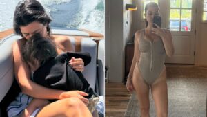 Kourtney Kardashian Reacts to Pregnancy Speculation In Summer Photo Dump