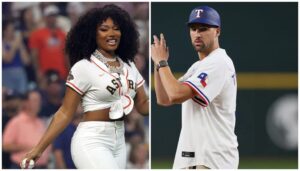 Megan Thee Stallion x Klay Thompson playing baseball