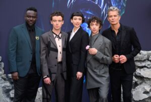 Babou Ceesay, Alex Lawther, Sydney Chandler, Samuel Blenkin, and Timothy Olyphant at the Alien: Earth premiere.
