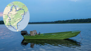 Aluminum jon boat and Great Loop Map