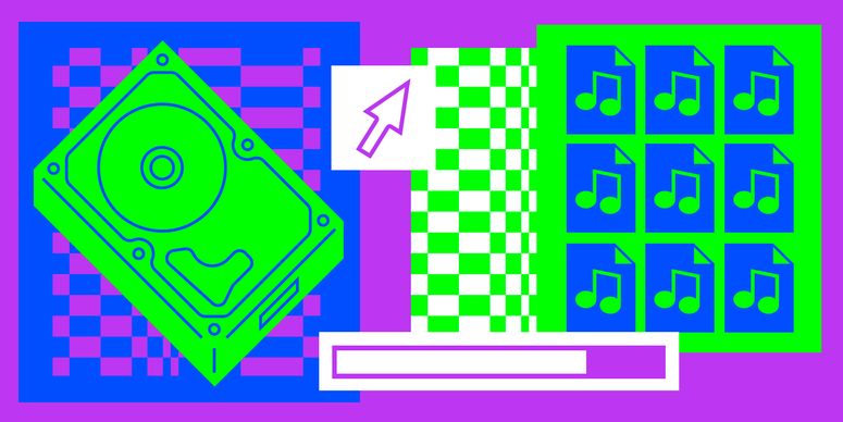A hard drive, music files, and more