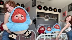 TikToker goes viral after crocheting a giant CaseOh plushie